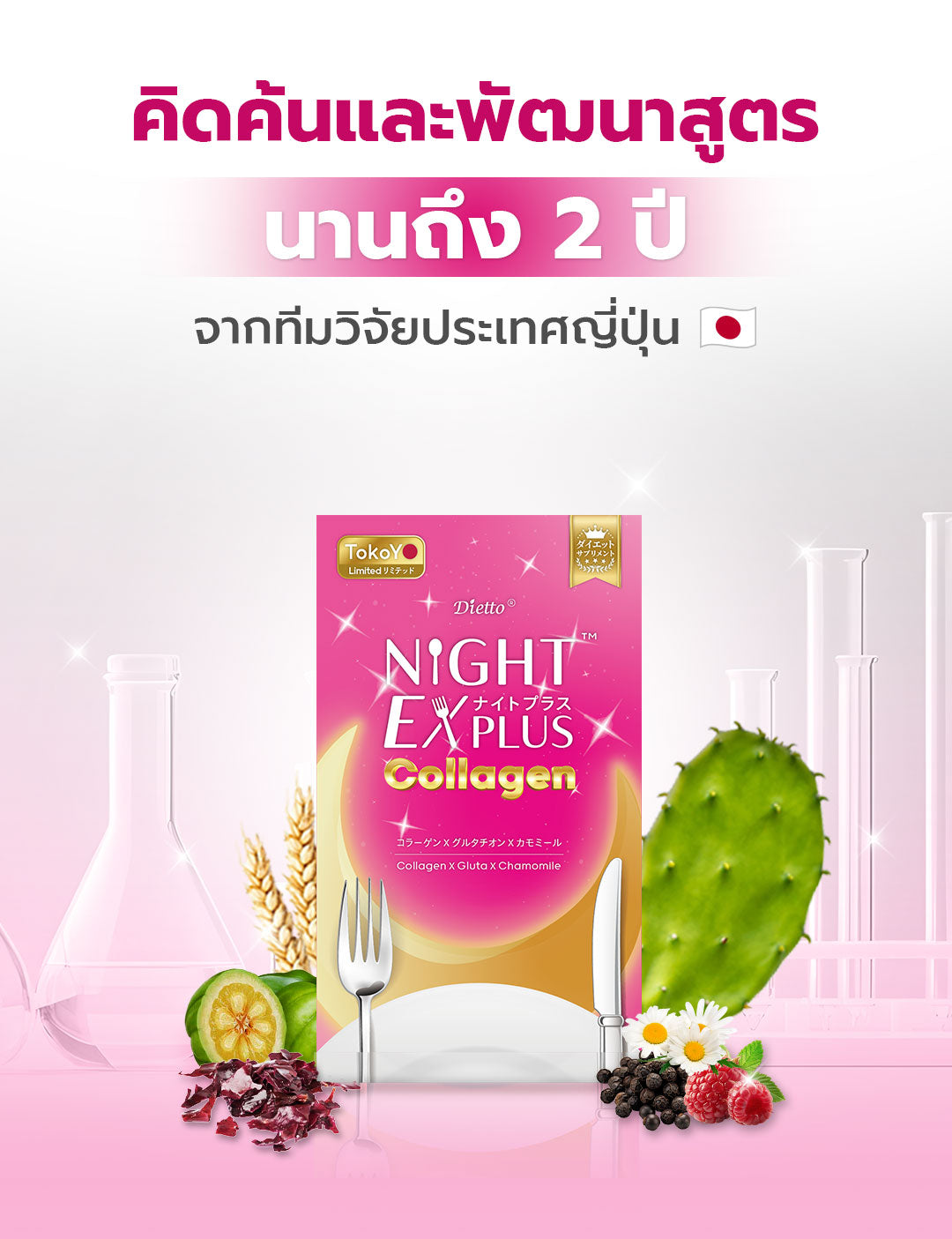 TOKOYO Dietto Night Ex Plus Collagen | ไดอะโตะ ไนท์ อีเอ็กซ์ พลัส คอลลาเจน (ตรา โทโกโยะ) 30 แคปซูล