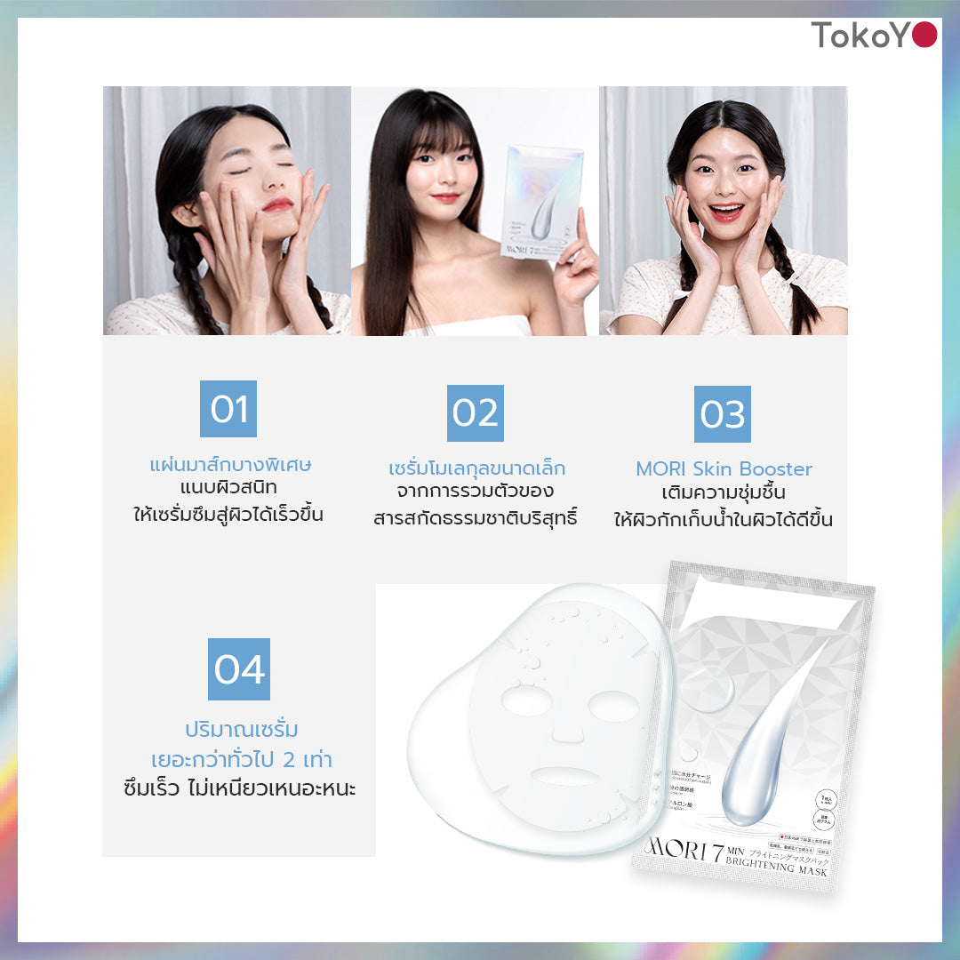 [คู่หูหน้าใส 7 นาที] 7 Mins MORI Blood Orange Mask| โมริ มาส์กส้มสีเลือด 7 นาที - 1 กล่อง + MORI 7mins brightening mask | โมริ มาสก์ 7 นาที สูตรผิวกระจ่างใส - 3 ชิ้น