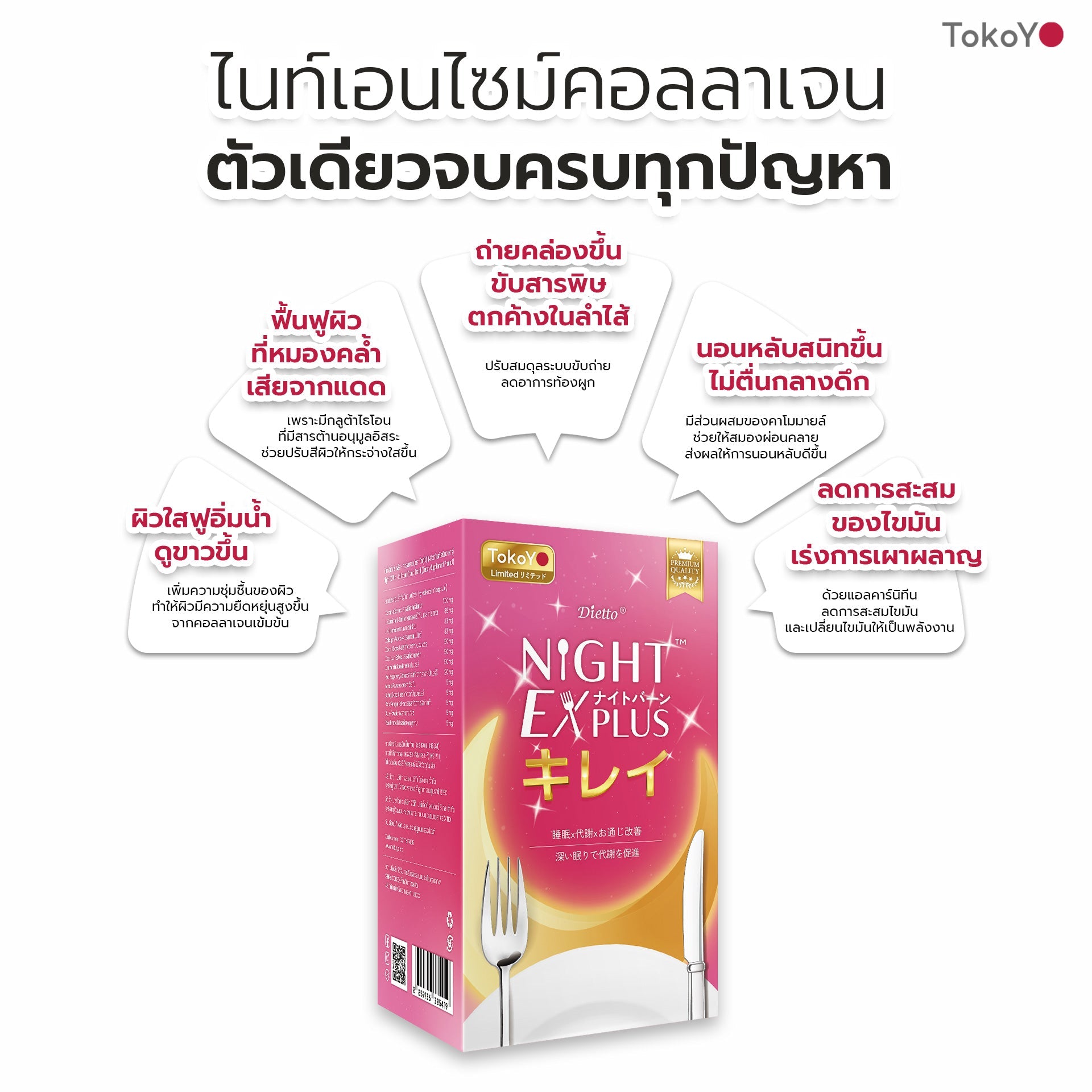 [ซื้อ 2 แถม 2] Tokoyo Night Ex Plus [Burner] & [Beauty] | 30 แคปซูล*4 - รวม 120 แคปซูล | แถมฟรี วีต้าไลฟ์ แอสตาแซนธิน พลัส 8 แคปซูล