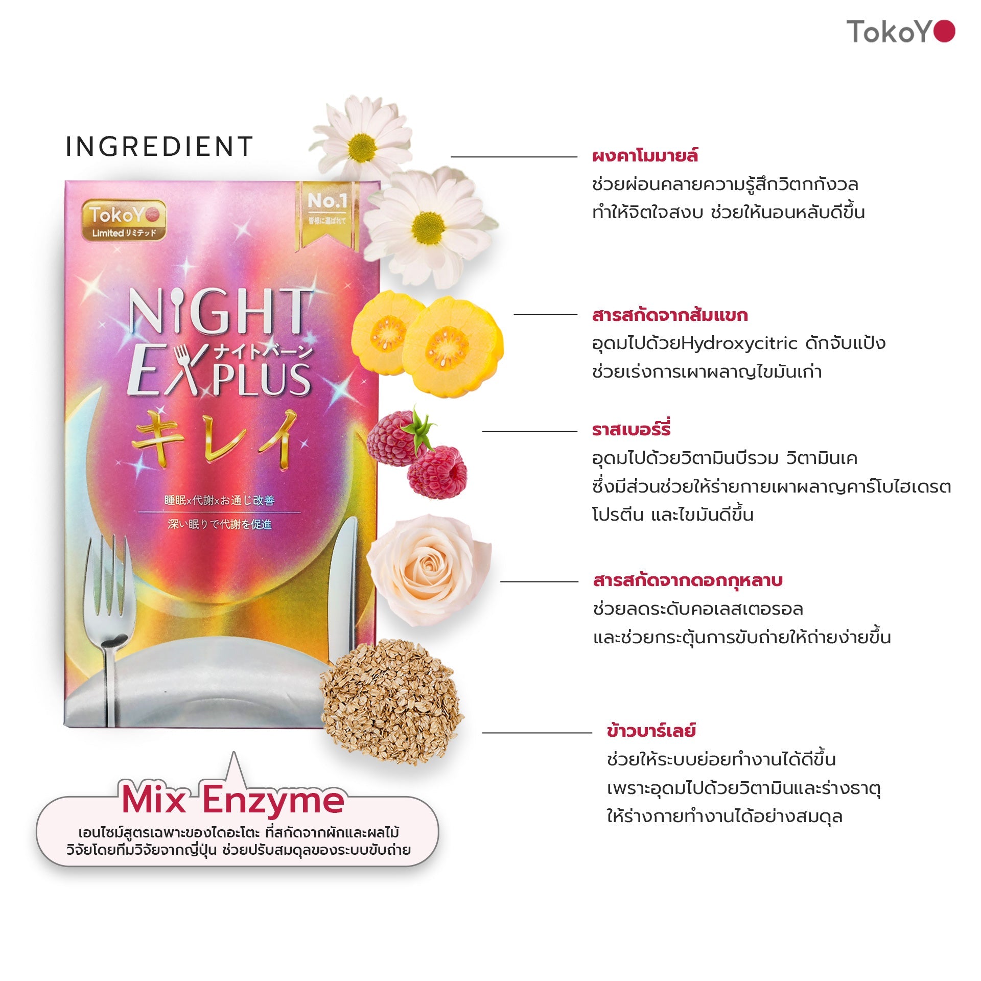 [ซื้อ 1 แถม 1] Tokoyo Night Ex Plus [Burner] & [Beauty] | 30 แคปซูล*2 - รวม 60 แคปซูล
