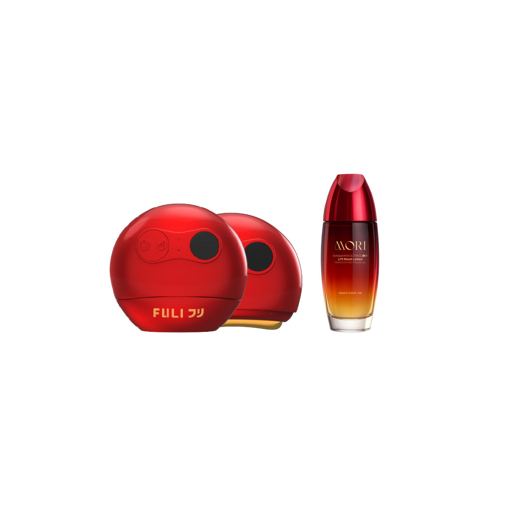 เซตผิวเด็กยกกระชับคูณสอง | FULI RubyWave Beauty Gua Sha + MORI Astaxanthin Lift Moist Lotion